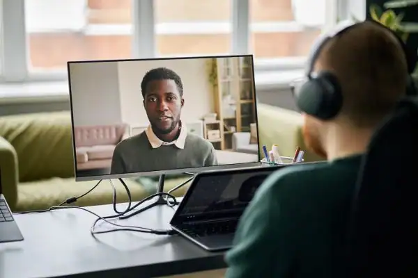 Man attending online mediation Canterbury MIAMS session